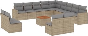 vidaXL 14 részes bézs polyrattan kerti ülőgarnitúra párnával