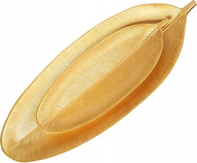 2 db-os Arany Fa Tálca Banánlevél Nappali Asztal Dekoráció