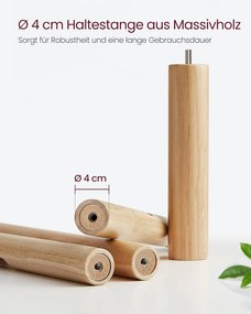 VASAGLE ruhafogas állvány, tömörfa ruhatartó 175 cm, natúr bézs