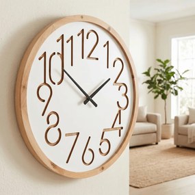 Falióra 60 cm átmérő MDF fa kerettel fehér