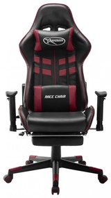 fekete és bordó műbőr gamer szék lábtámasszal