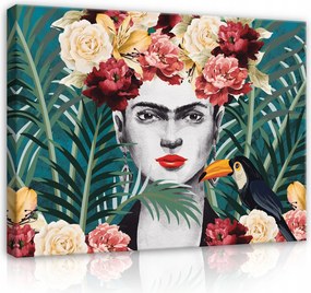 Vászonkép Frida Khalo Nő Levelek Természet Vászon Fal A Nappaliba 100x70