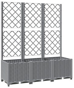 világosszürke PP rácsos kerti ültetőláda 120 x 40 x 136 cm