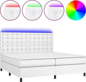 vidaXL fehér műbőr rugós ágy matraccal és LED-del 200x200 cm