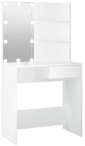 fehér fésülködőasztal LED-világítással 74,5 x 40 x 141 cm