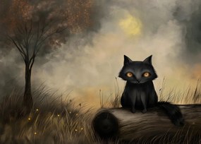 Poszter 35x25cm Fekete macska