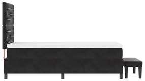 Boxspring Ágy matraccal &amp; paddal Fekete 90x190 cm Bársony