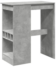 betonszürke szerelt fa bárasztal tárolókkal 90x47,5x103,5 cm