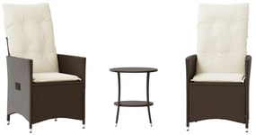 3 részes barna polyrattan bisztrógarnitúra párnákkal