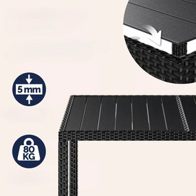 Casaria® Kerti rattan szett Berlin WPC 1+6 - fekete