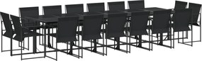 vidaXL 17 részes fekete textilén kerti étkezőgarnitúra