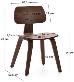 Sötétbarna étkezőszék diófa dekorral Gena – Kave Home