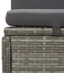 sötétszürke polyrattan átalakítható napozóágy párnákkal