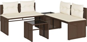 vidaXL 4 részes barna polyrattan kerti ülőgarnitúra párnákkal