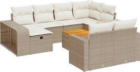 vidaXL 11 részes bézs polyrattan kerti ülőgarnitúra párnákkal