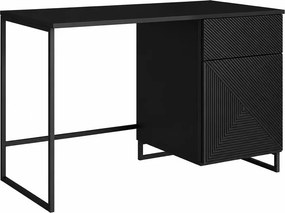 Asha íróasztal, fiókkal - 120 cm - matt fekete / fekete keret
