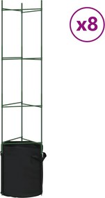 vidaXL 8 db acél és polipropilén paradicsomketrec növényzsákkal 154 cm
