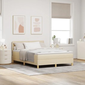 Box Spring Ágy Matraccal és LED-del Krém 140x190 cm Szövet