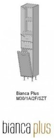 Bianca Plus 30 magas szekrény 1 ajtóval, 2 fiókkal, szennyestartóval, sonoma tölgy színben, jobbos