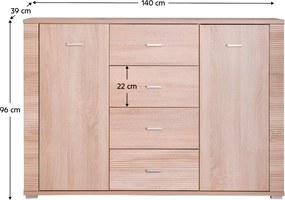 Komód typ 9, sonoma tölgy, GRAND