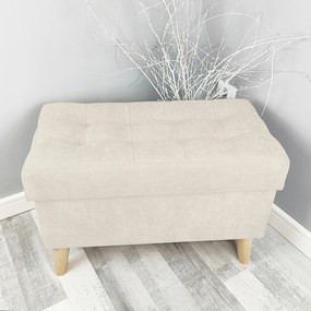 Nyitható Puff 60 cm Tároló Pad Láda Tároló Doboz Világos Bézs