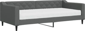 vidaXL sötétszürke szövet heverő matraccal 90 x 200 cm