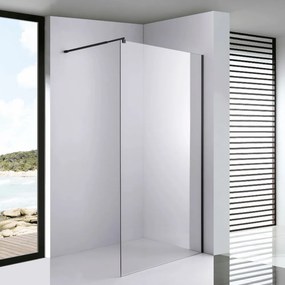 Stuxi Milano Black Walk-in zuhanyfal, 90x200 cm, 8 mm vastag vízlepergető biztonsági üveggel, fekete profillal és távtartóval