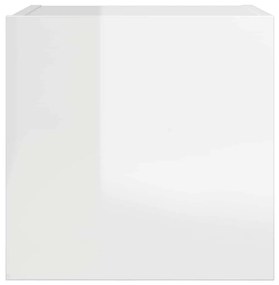 2 db magasfényű fehér falra szerelhető TV-szekrény 30,5x30x30cm
