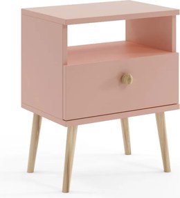 Malibo éjjeliszekrény 44 cm fiókkal natúr púderrózsaszín matt