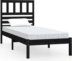 vidaXL fekete tömör fenyőfa ágykeret 100 x 200 cm