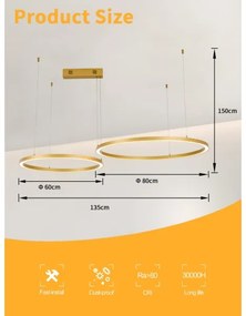 Immax NEO 07218L - LED dimmelhető FINO csillár 93W/230V 60/80cm arany Tuya+DO