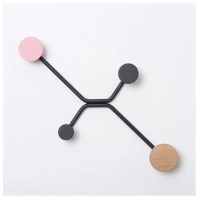 Hook fekete fali akasztó rózsaszín részletekkel - Gazzda