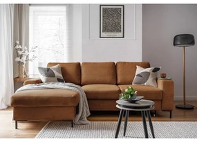 Narancssárgásbarna kordbársony kinyitható sarokkanapé (bal oldali) Lofty Lilly – Miuform