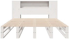 fehér tömör fa könyvespolcos ágy matrac nélkül 135x190 cm