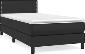 vidaXL fekete műbőr rugós ágy matraccal 90 x 200 cm