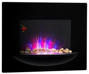 Feuerschale, elektromos kandalló, 1800 W, fali, láng illúzió, díszkövek, fekete