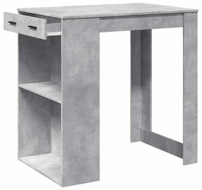 betonszürke szerelt fa bárasztal 102 x 70 x 103,5 cm