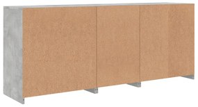 betonszürke tálalószekrény LED-világítással 181,5x37x67 cm