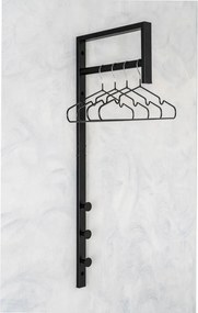 Fém ruhatartó, fekete, 30 x 3 x 82 cm