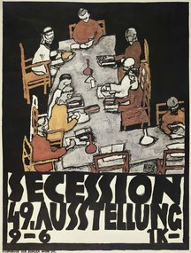 Egon Schiele - Festmény reprodukció Poster for the Vienna Secession, 49th Exhibition, Die Freunde, (30 x 40 cm)