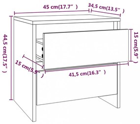 2 db betonszürke szerelt fa éjjeliszekrény 45x34,5x44,5 cm