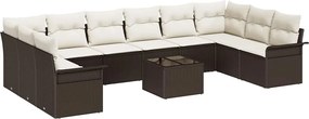 vidaXL Kerti Kanapé Szett párnával 11 pcs Barna Poli rattan