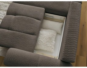 Barna buklé kinyitható-tárolóhelyes sarokkanapé (bal oldali-heverő résszel) Roxelane – Bobochic Paris