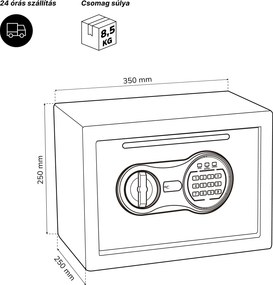 Kis bedobós széf kódzárral, elektronikus, napi bevételhez és borítékokhoz, 350x250x250 mm: PIERCE