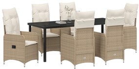 7 részes kertibútor szett párnával bézs poly rattan