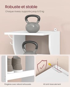 Keskeny cipőtartó, 9 szintes, 30 x 26,4 x 147 cm, matt fehér