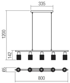 Redo 04-509 - Kábelre függesztett csillár VERTIGO 5xE14/28W/230V fényes króm/fehér