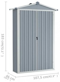 szürke horganyzott acél kerti fészer 116x45x175 cm