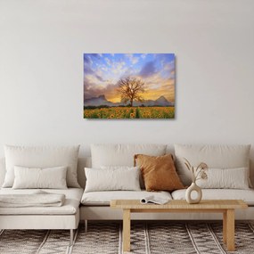 Kép - Táj napraforgóval (üvegen) (70x50 cm)