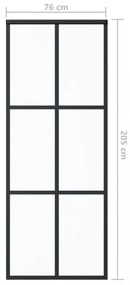 fekete ESG üveg és alumínium tolóajtó 76 x 205 cm